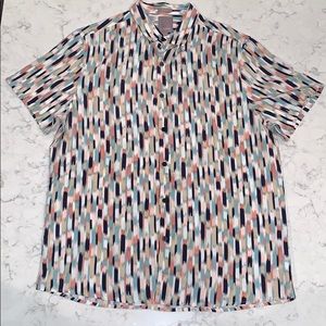 Pastel Patterned Rayon Button Down Shirt